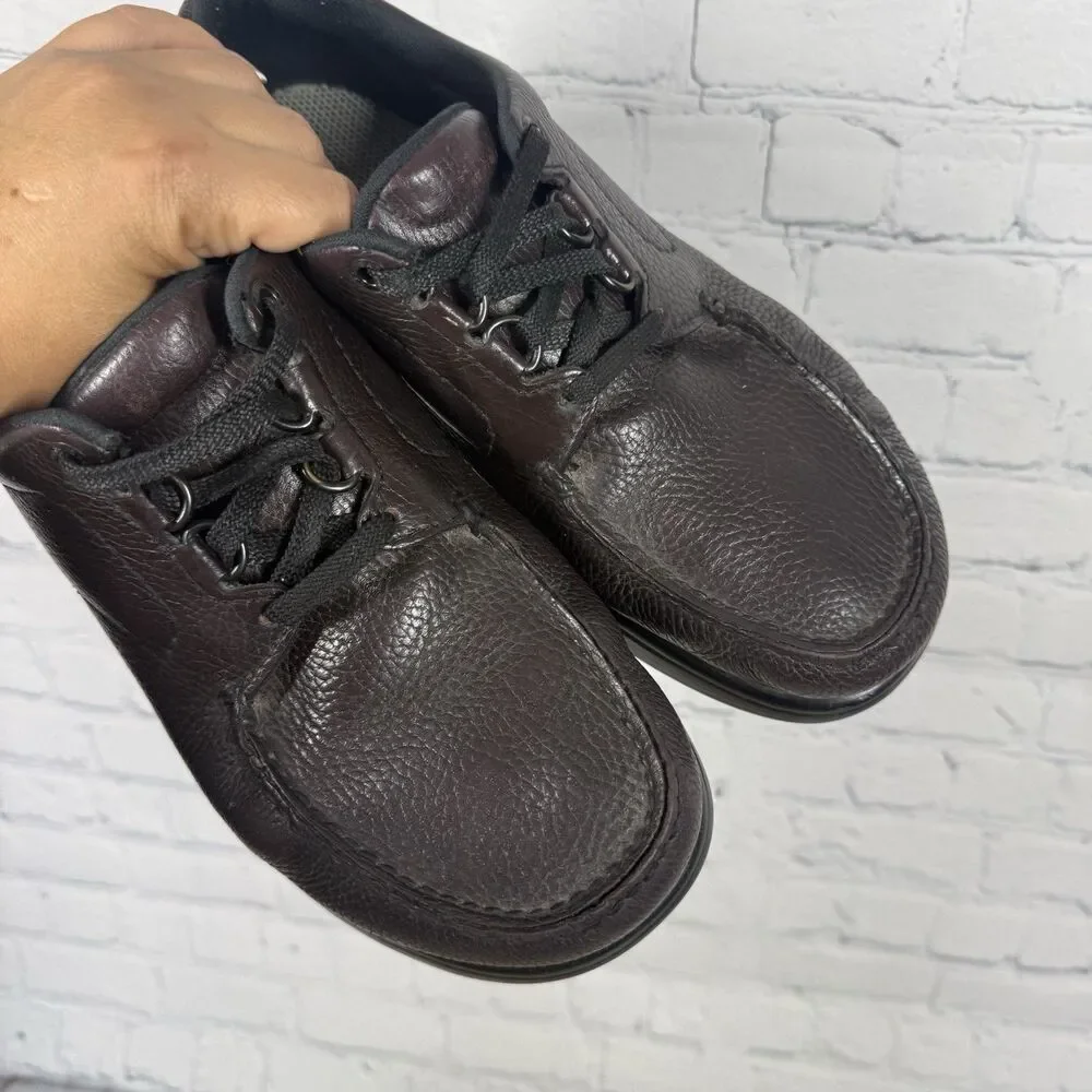 SAS Bout Time Men’s 8.5 W Brown Leather Lace Up Loafer Moc Toe Comfort Shoes